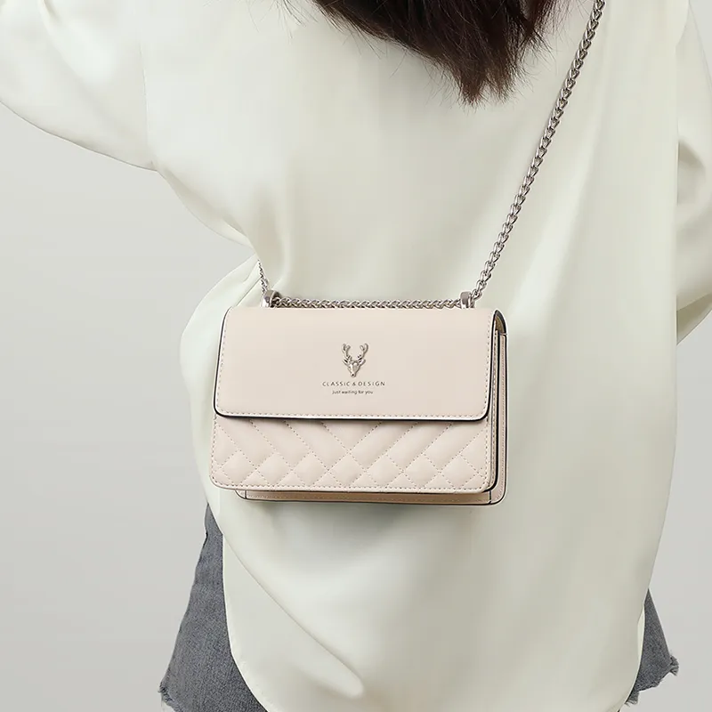 VINEY Cow Leather Shoulder Bag Crossbody Bag Small Square Bag Small Size Women's Ecru-4