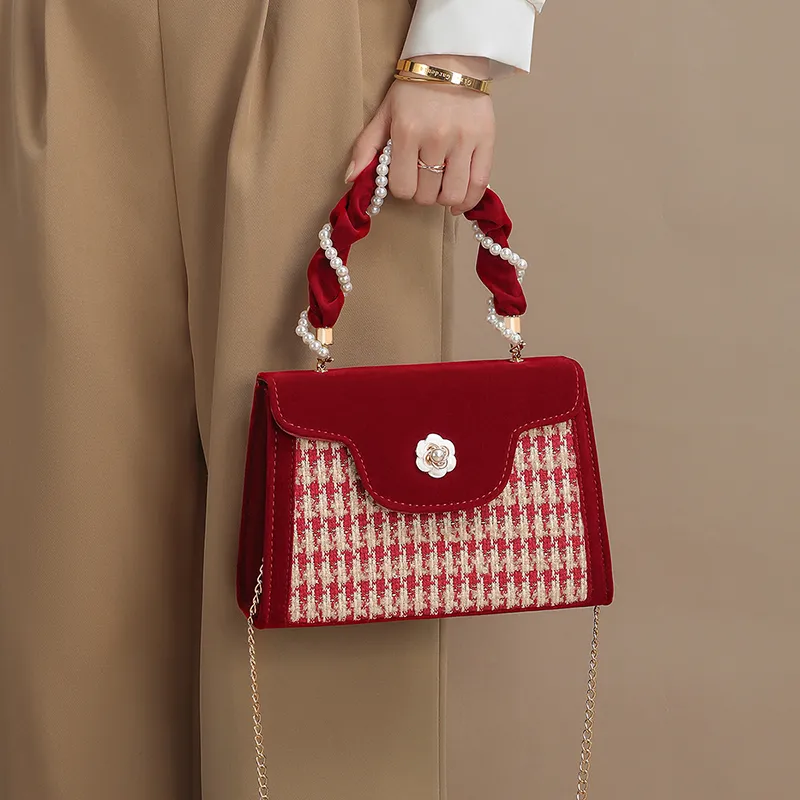 VINEY Fabric Crossbody Bag Shoulder Bag Handbags Medium Size Women's Burgundy-2