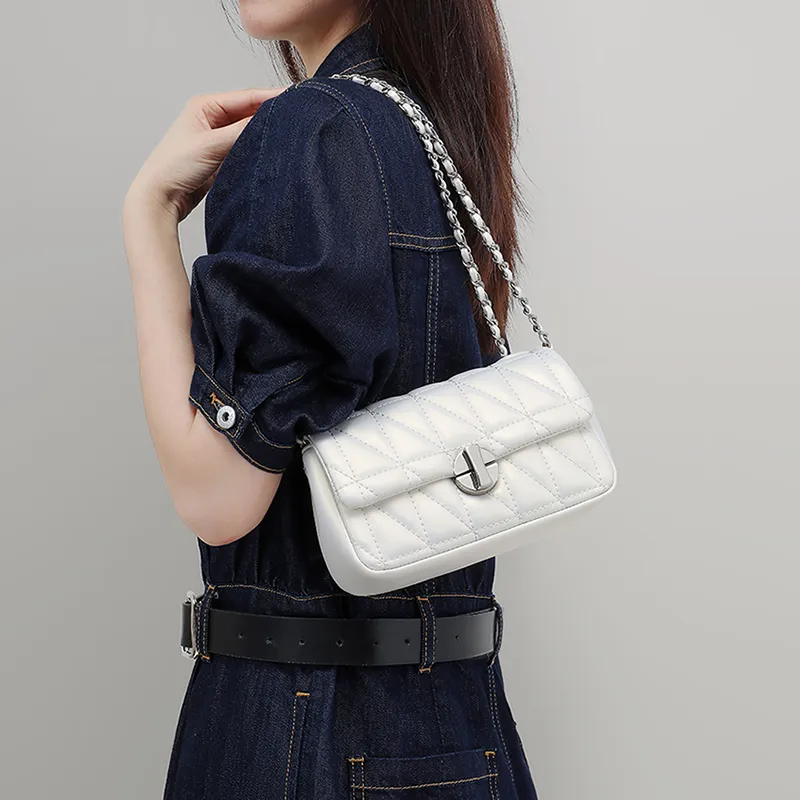 VINEY Synthetic Leather Small Square Bag Shoulder Bag Crossbody Bag Small Size Women's Spring Light Pearl White-2