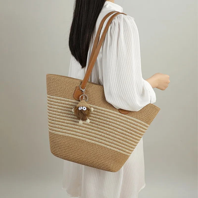 VINEY Fabric Handbag Shoulder Bag Tote Bucket Bag Large Size Women's Brown/Brown Black-1