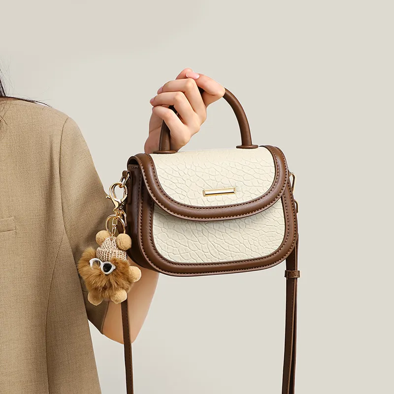 VINEY Cow Leather Handbag, Saddle Bag, Crossbody Bag, Shoulder Bag Small Size Women's Brown-8