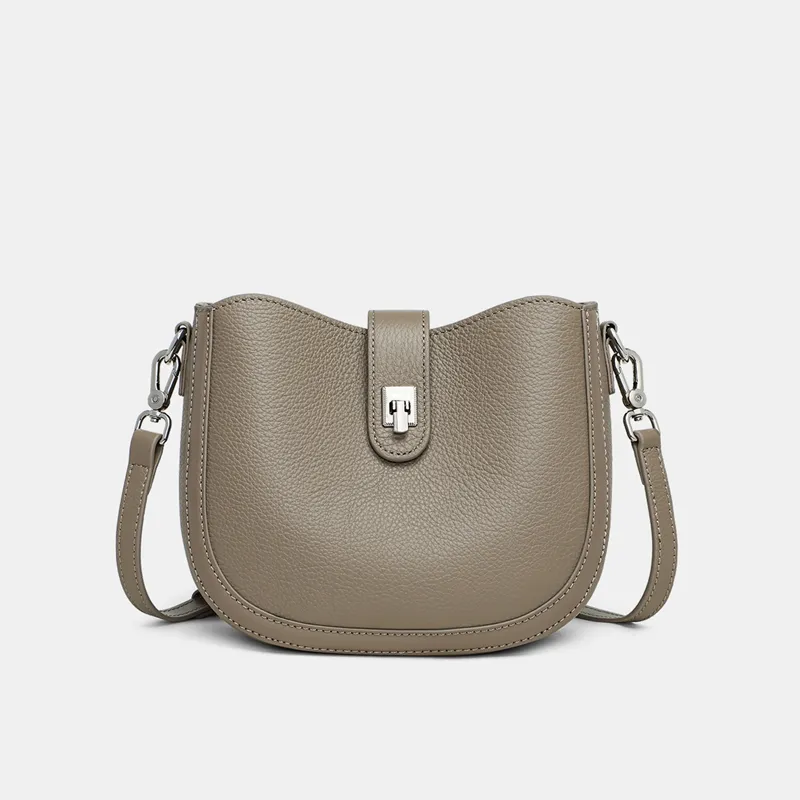 VINEY Cow Leather Shoulder Bag, Crossbody Bag Regular Women's Elephant Gray-4