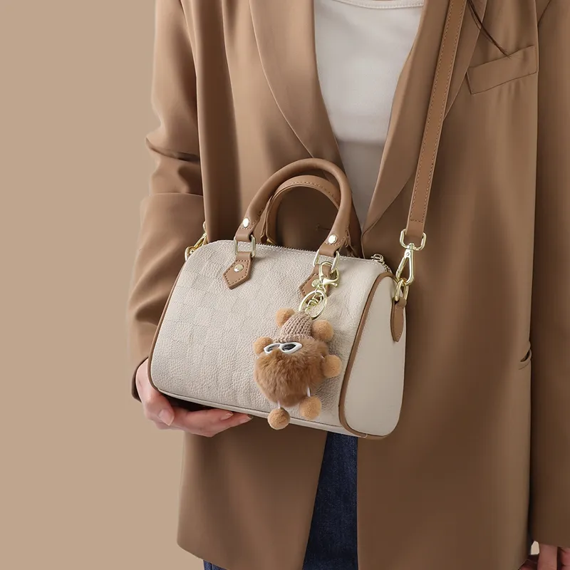 VINEY Cow Leather Handbag, Shoulder Bag, Crossbody Bag Regular Women's Ecru & Apricot-2