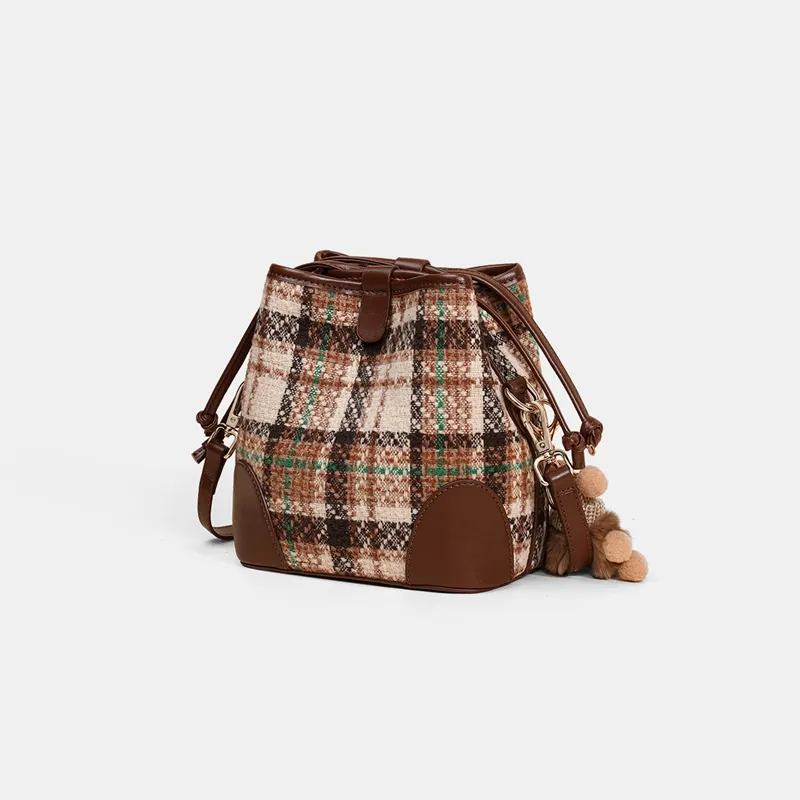 VINEY Fabric Shoulder Bag Crossbody Bag Bucket Bag Regular Women's Coffee-3