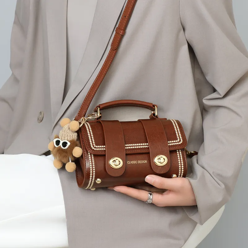VINEY Cow Leather Crossbody Bag Shoulder Bag Handbags Small Size Women's Coffee-4