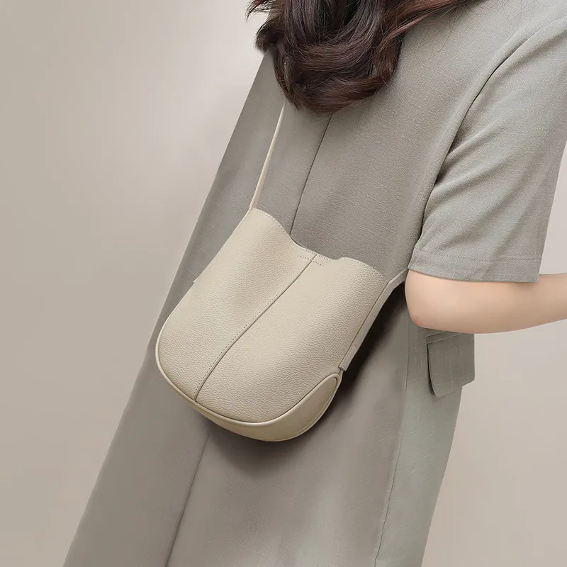 VINEY Cow Leather Shoulder Bag, Crossbody Bag, Bucket Bag Regular Women's Elephant Gray-7