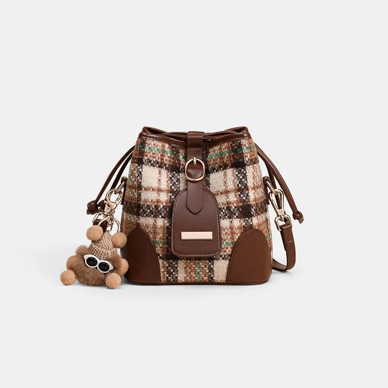 VINEY Fabric Shoulder Bag Crossbody Bag Bucket Bag Regular Women's Coffee-1