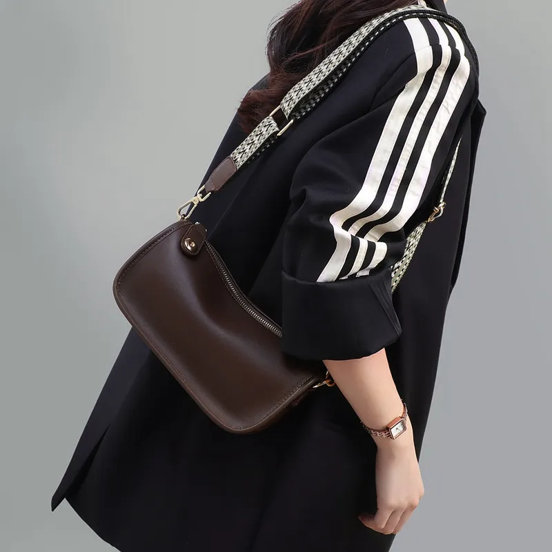 VINEY Cow Leather Shoulder Bag Crossbody Bag Pillow Bag Regular Women's Coffee-3