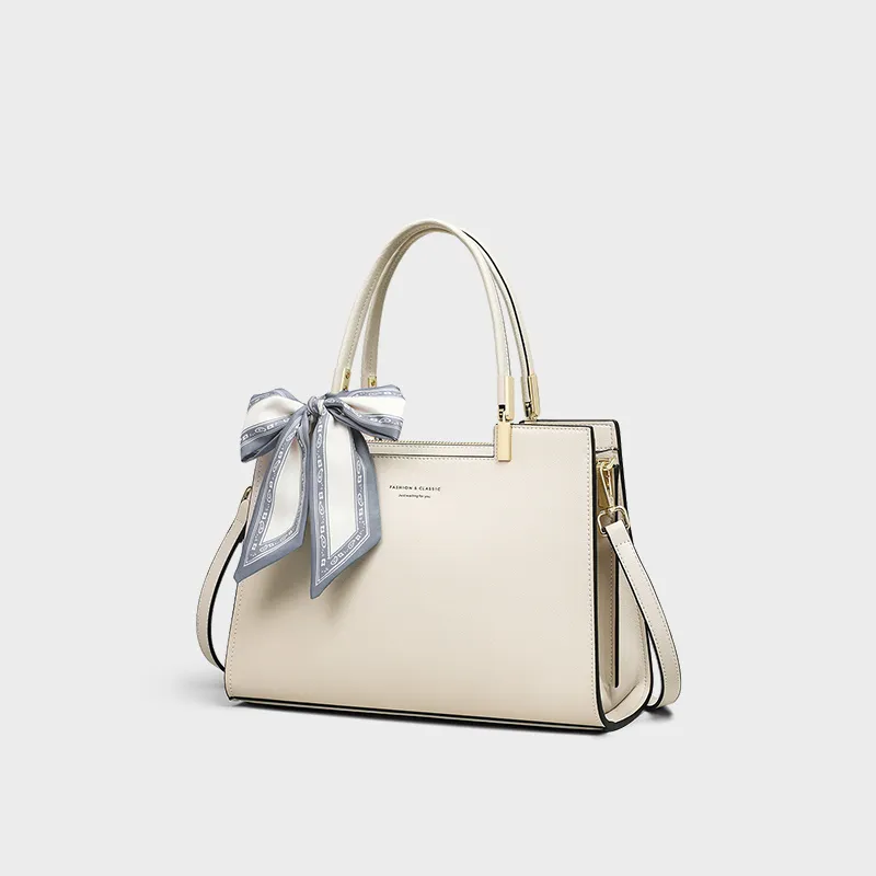 VINEY Cow Leather Handbag, Shoulder Bag, Crossbody Bag Tubas Women's Ecru-2