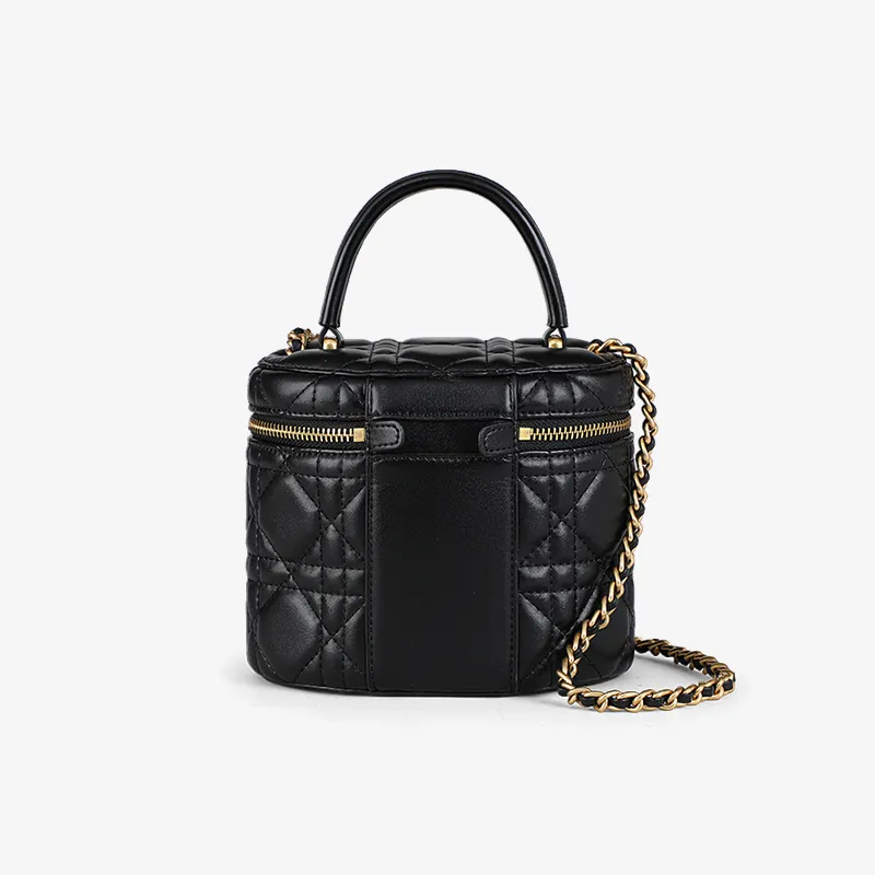 VINEY Cow Leather Shoulder Bag Crossbody Bag Small Size Women's Elegant Black-2