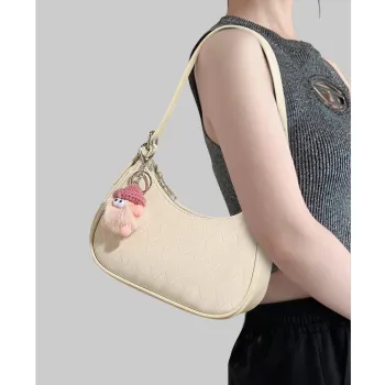 VINEY Synthetic Leather Shoulder Bag Regular Women's Ecru