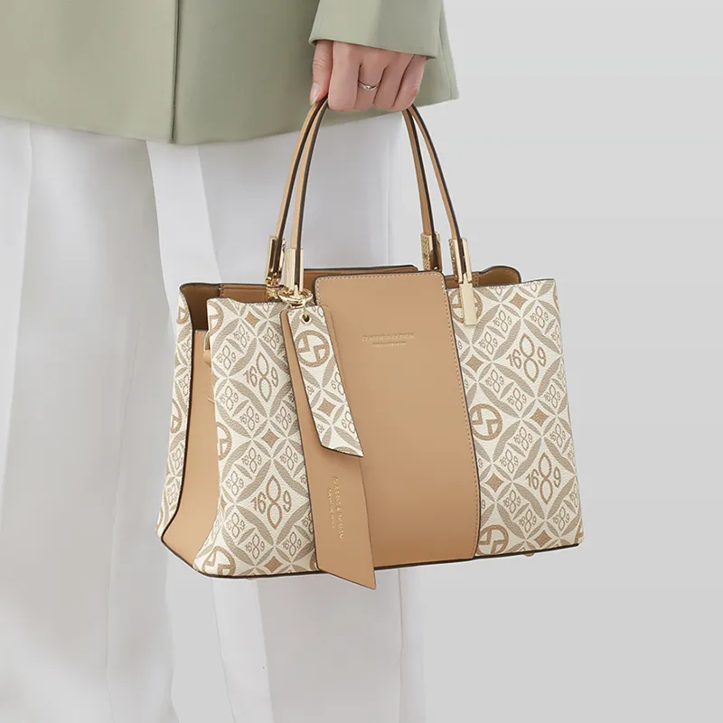 VINEY Synthetic Leather Handbag Crossbody Bag Shoulder Bag Regular Women's Elegant Apricot-4
