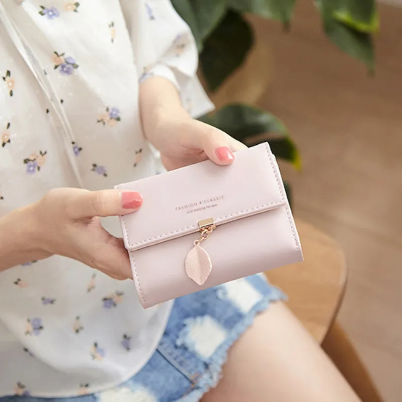 VINEY Cow Leather Wallet Clutch Trumpets Women's Pink-1