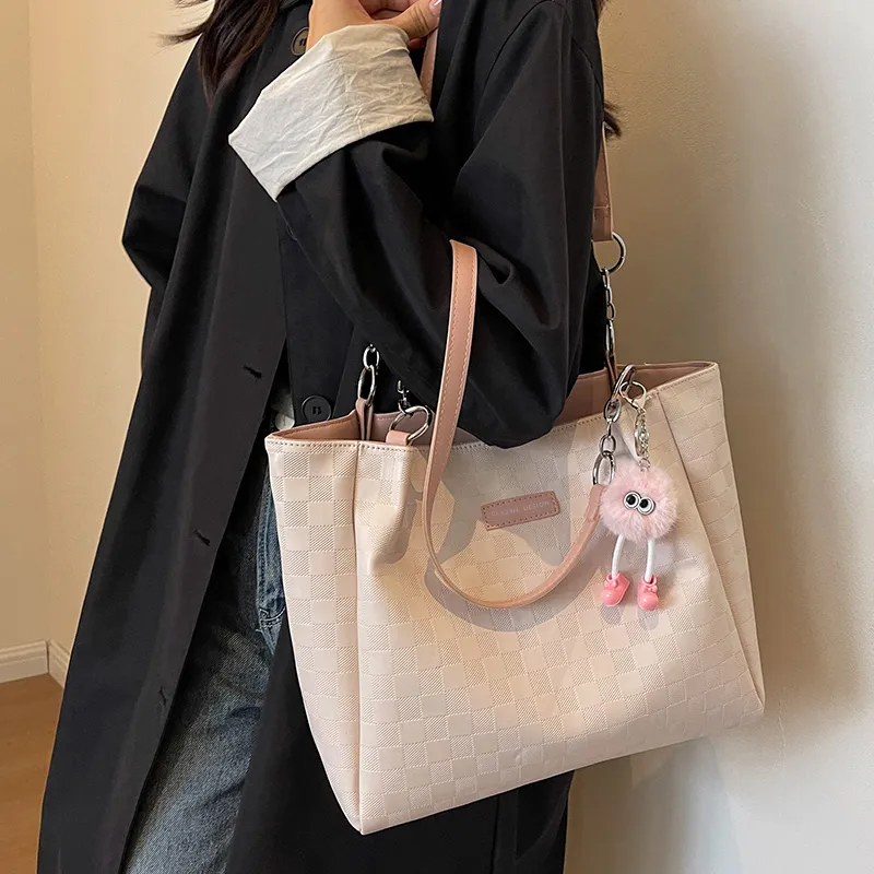 VINEY Cow Leather Shoulder Bag Tote Large Size Women's Pink-1