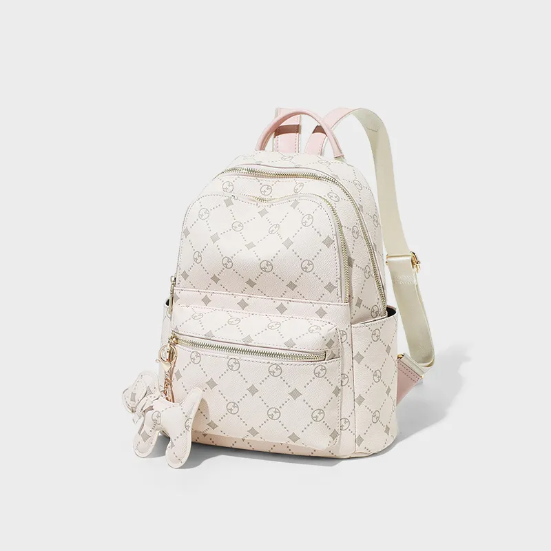 VINEY Synthetic Leather Backpack Large Size Women's Pink-3