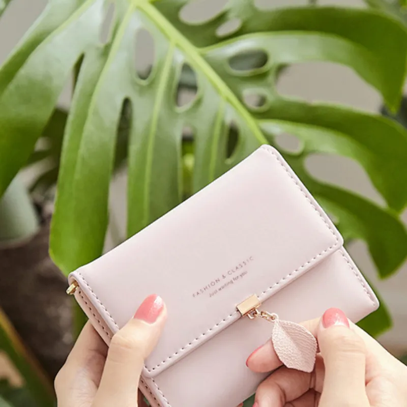 VINEY Cow Leather Wallet Clutch Trumpets Women's Pink-2