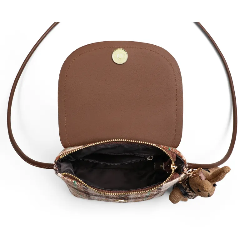 VINEY Fabric Shoulder Bag, Crossbody Bag, Cell Phone Pouch Trumpets Women's Coffee-4