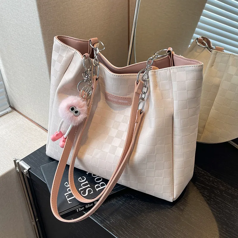 VINEY Cow Leather Shoulder Bag Tote Large Size Women's Pink-3