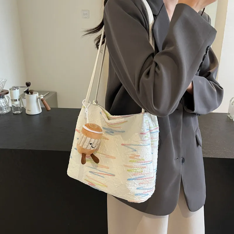 VINEY Fabric Shoulder Bag Tote Regular Women's Ecru-4