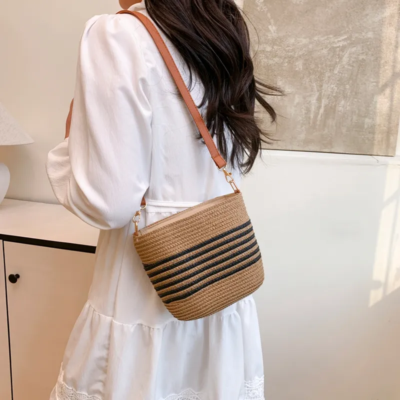 VINEY Fabric Shoulder Bag, Crossbody Bag Regular Women's Black Stripe/white Stripe-1