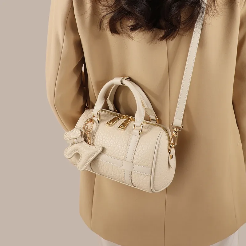 VINEY Cow Leather Handbag, Shoulder Bag, Crossbody Bag Regular Women's Camellia White-3