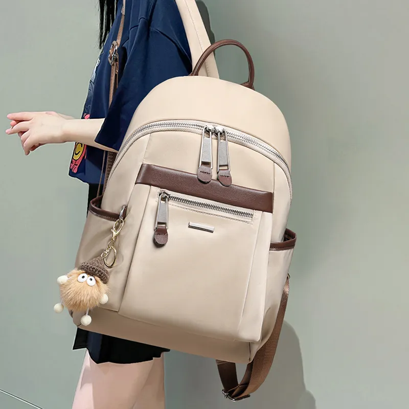 VINEY Fabric Backpack Women's Apricot-1