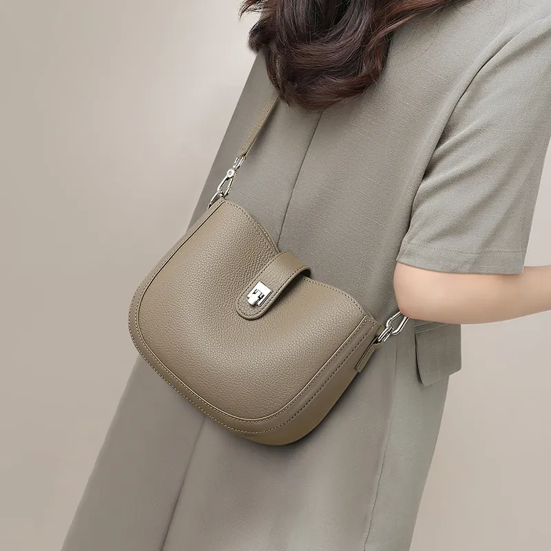 VINEY Cow Leather Shoulder Bag, Crossbody Bag Regular Women's Elephant Gray-1