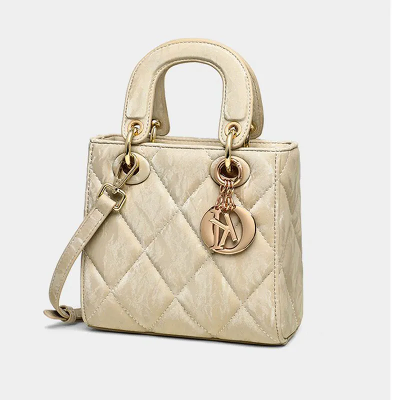 VINEY Synthetic Leather Handbag, Shoulder Bag, Crossbody Bag, Lady Dior Bag Regular Women's Ecru-2
