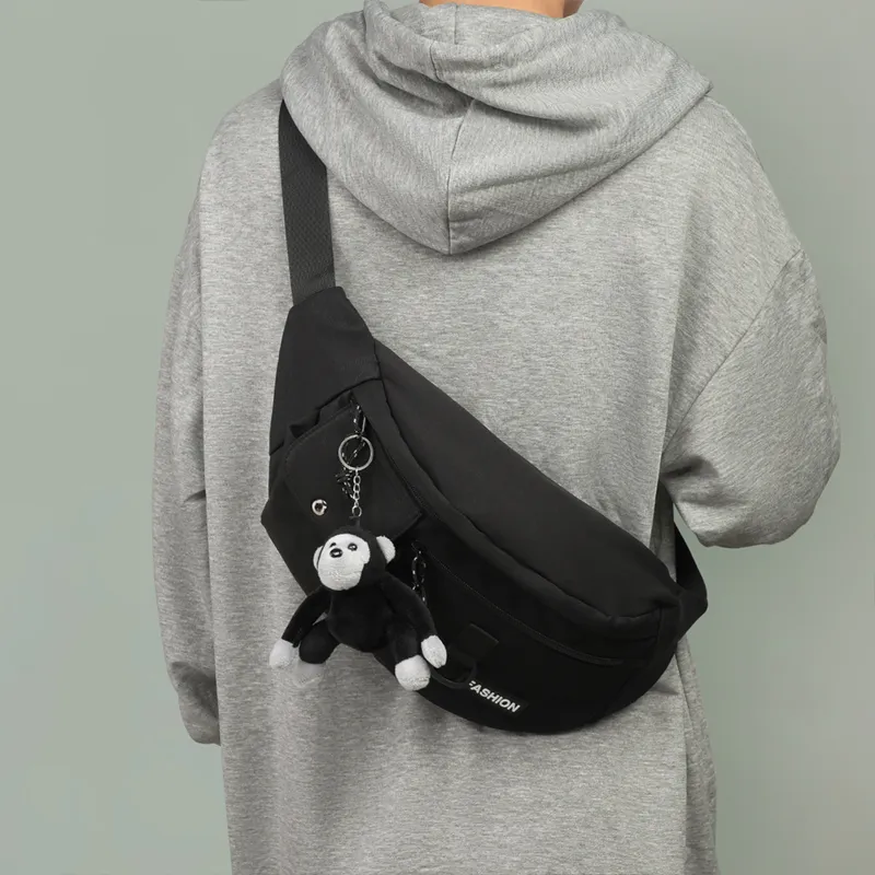 VINEY Nylon Fabric One Shoulder Crossbody Fanny Pack Sling Bag Cell Phone Pouch Tubas Unisex Black White-1