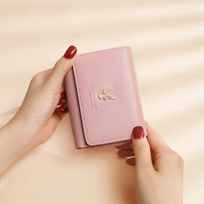VINEY Cow Leather Coin Purse Wallet Bag Trumpets Women's Pink-22