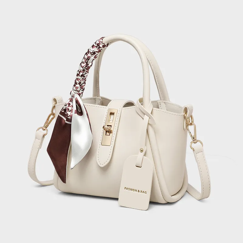 VINEY Synthetic Leather Handbag, Shoulder Bag, Crossbody Bag Regular Women's Ecru-3