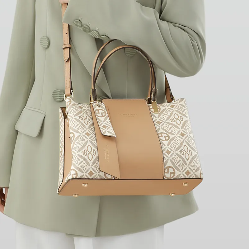 VINEY Synthetic Leather Handbag Crossbody Bag Shoulder Bag Regular Women's Elegant Apricot-3
