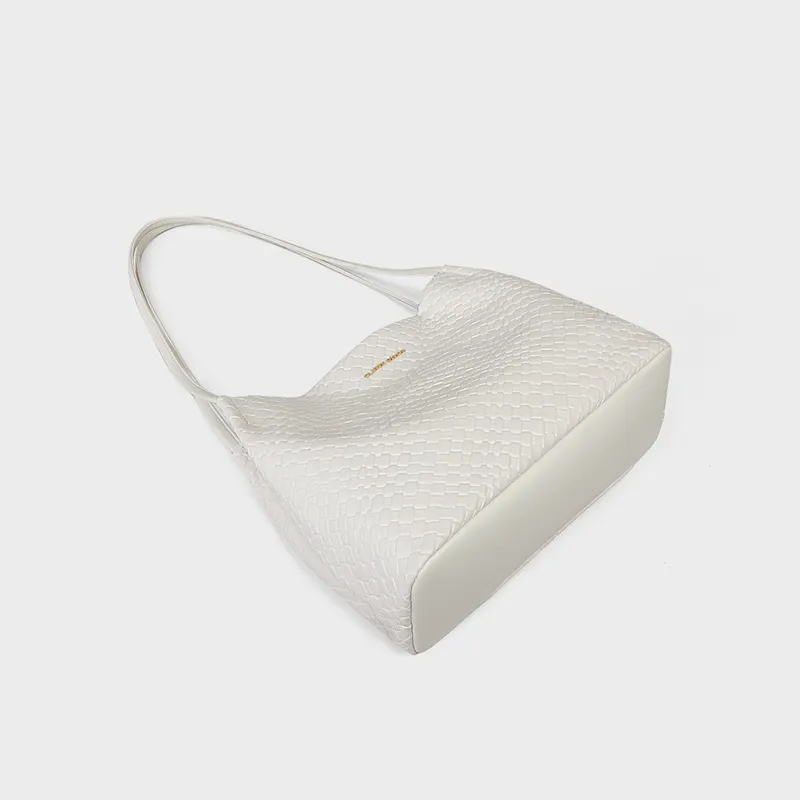 VINEY Synthetic Leather Shoulder Bag, Tote, Handbag, Shopping Bag Tubas Women's White-3