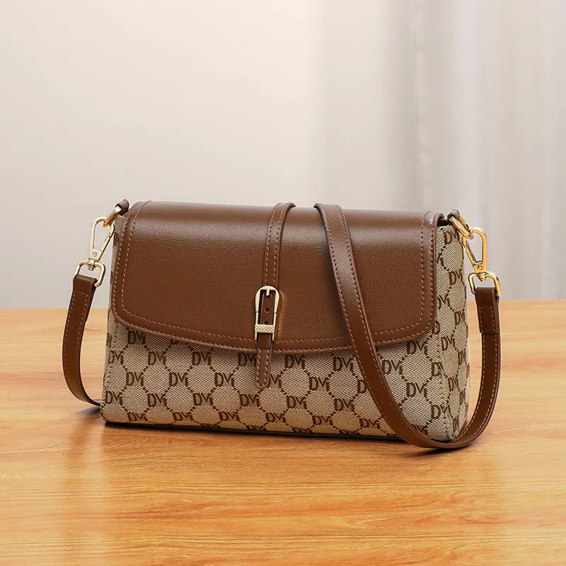 VINEY Fabric Shoulder Bag, Crossbody Bag, Mom Bag Trumpets Women's Coffee-4