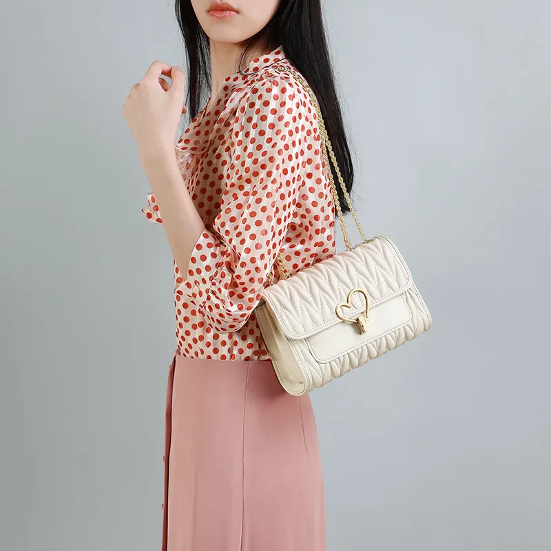 VINEY Cow Leather Crossbody Bag, Shoulder Bag Trumpets Women's White/Black-12