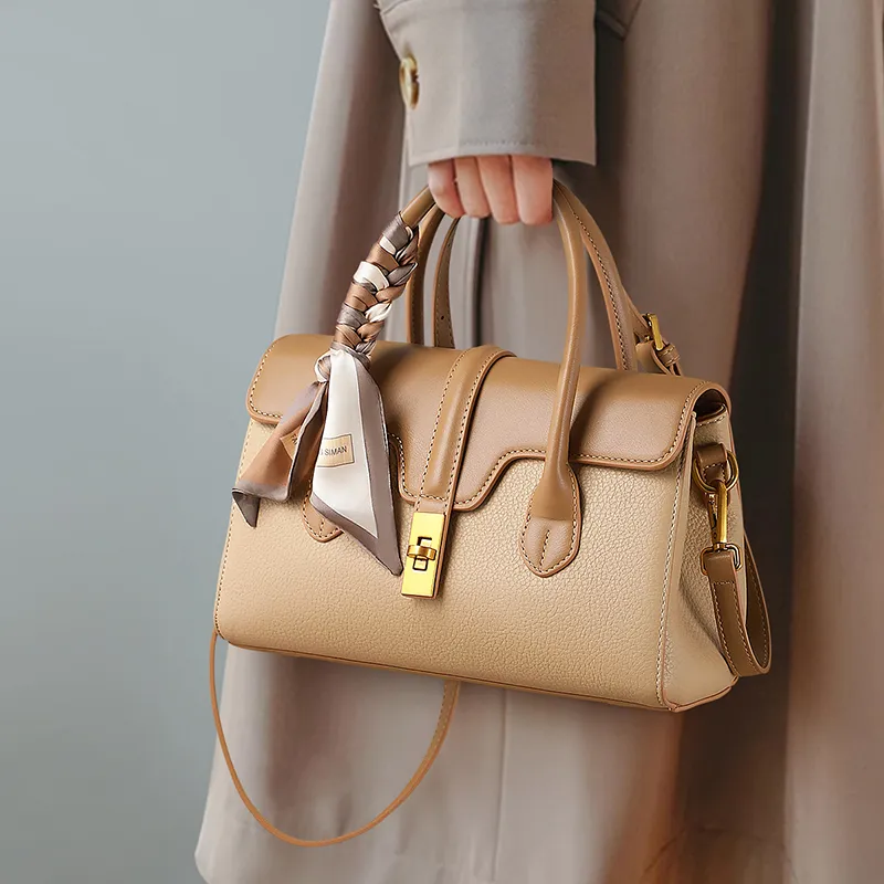 VINEY Synthetic Leather Handbag, Shoulder Bag, Crossbody Bag Regular Women's Khaki & Apricot-2