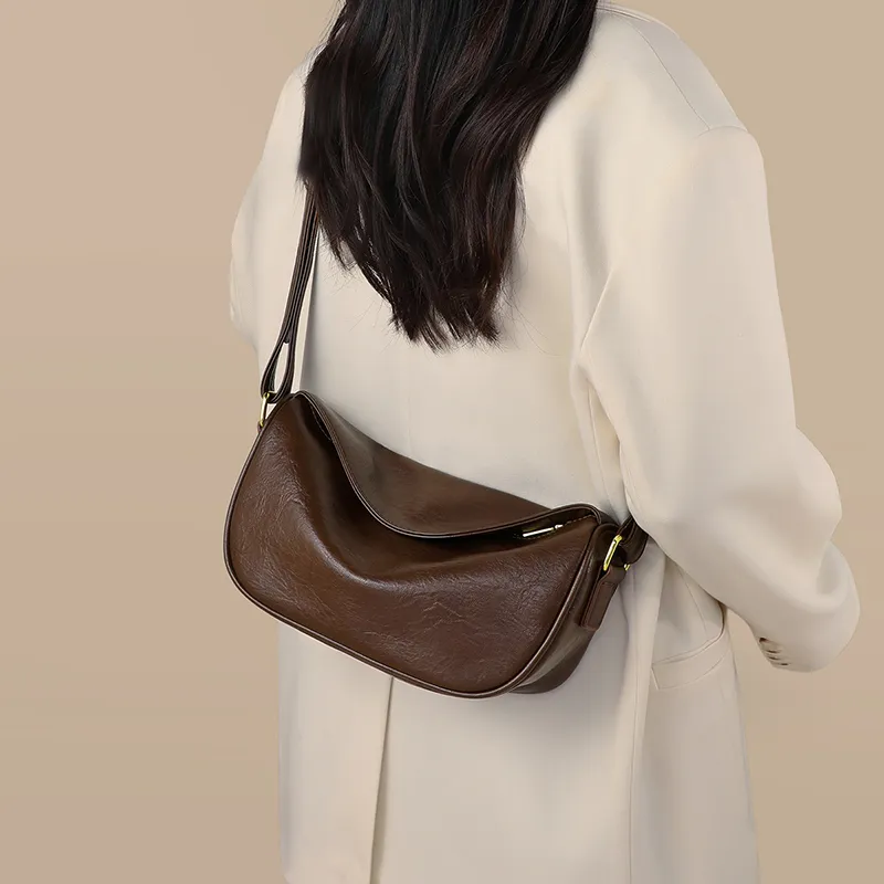 VINEY Synthetic Leather Shoulder Bag Crossbody Bag Dumpling Bag Regular Women's Coffee-4