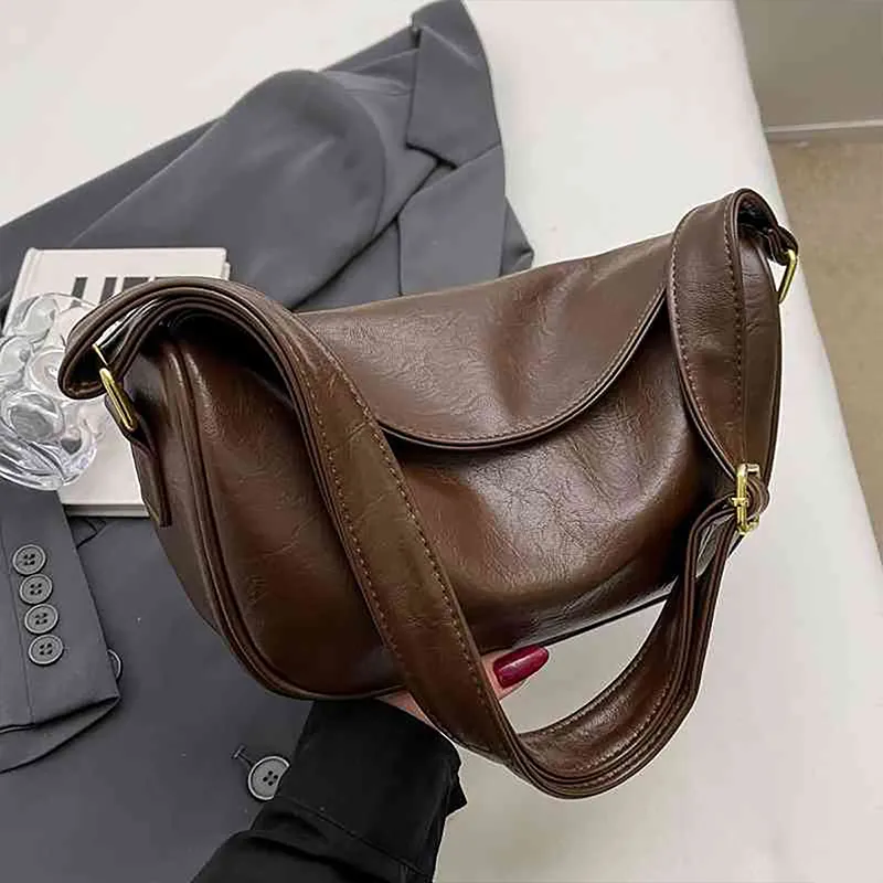 VINEY Synthetic Leather Shoulder Bag Crossbody Bag Dumpling Bag Regular Women's Coffee-1