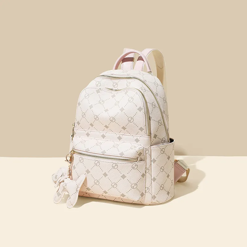 VINEY Synthetic Leather Backpack Large Size Women's Pink-2