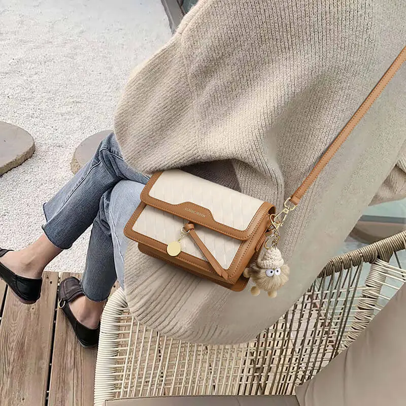 VINEY Cow Leather Shoulder Bag, Crossbody Bag Regular Women's Ecru-1