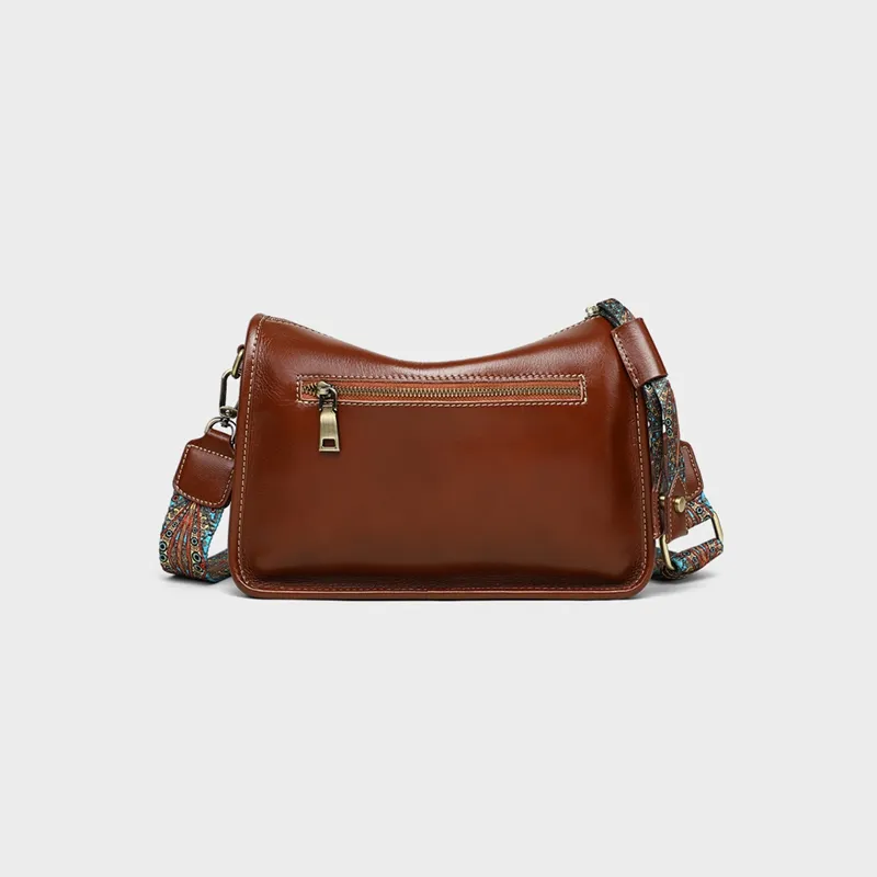 VINEY Cow Leather Shoulder Bag, Crossbody Bag, Pillow Bag Regular Women's Brown-5