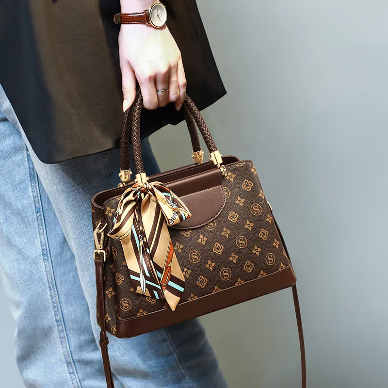 VINEY Synthetic Leather Handbag, Shoulder Bag, Crossbody Bag, Mom Bag Tubas Women's Coffee-2