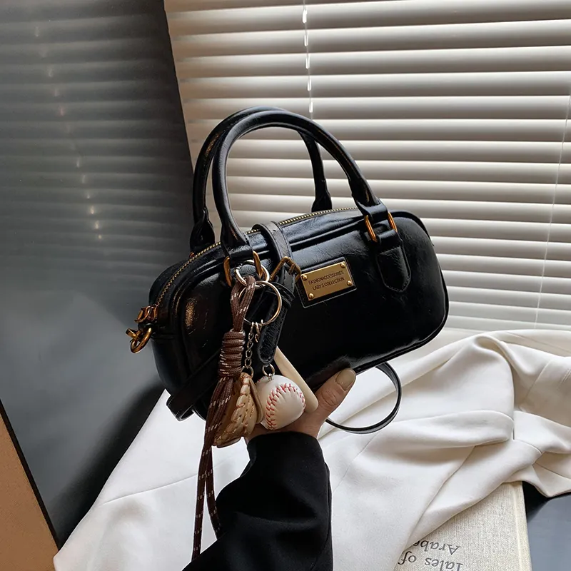 VINEY Synthetic Leather Handbag Shoulder Bag Crossbody Bag Bowling Bag Regular Women's Black-2