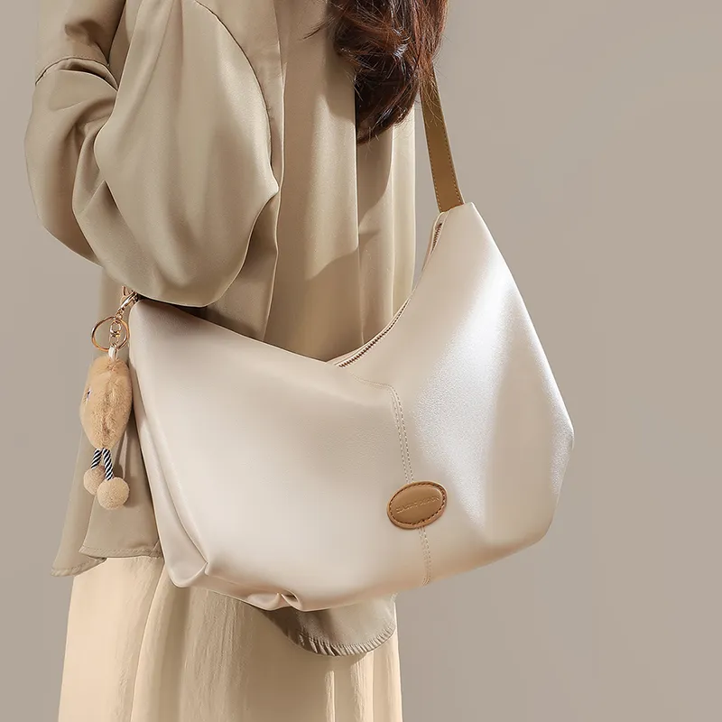 VINEY Cow Leather Shoulder Bag, Crossbody Bag Regular Women's Ecru-1