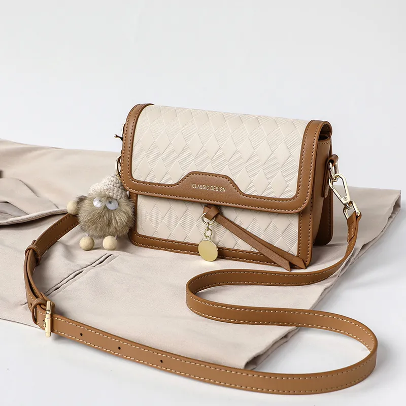 VINEY Cow Leather Shoulder Bag, Crossbody Bag Regular Women's Ecru-2