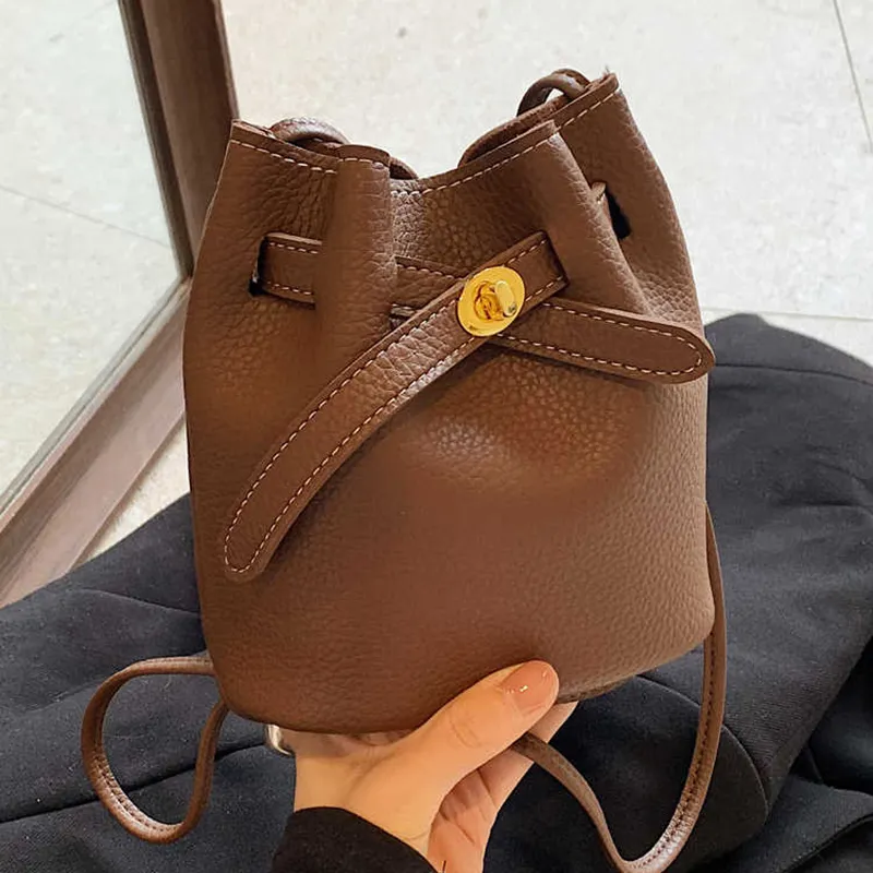 VINEY Synthetic Leather Shoulder Bag, Crossbody Bag, Bucket Bag Regular Women's Brown-4