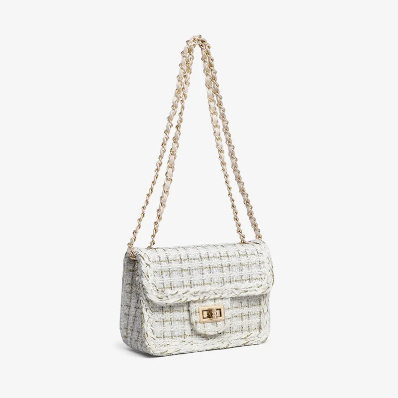 VINEY Fabric Shoulder Bag, Crossbody Bag, Small Square Bag Regular Women's Ecru-11