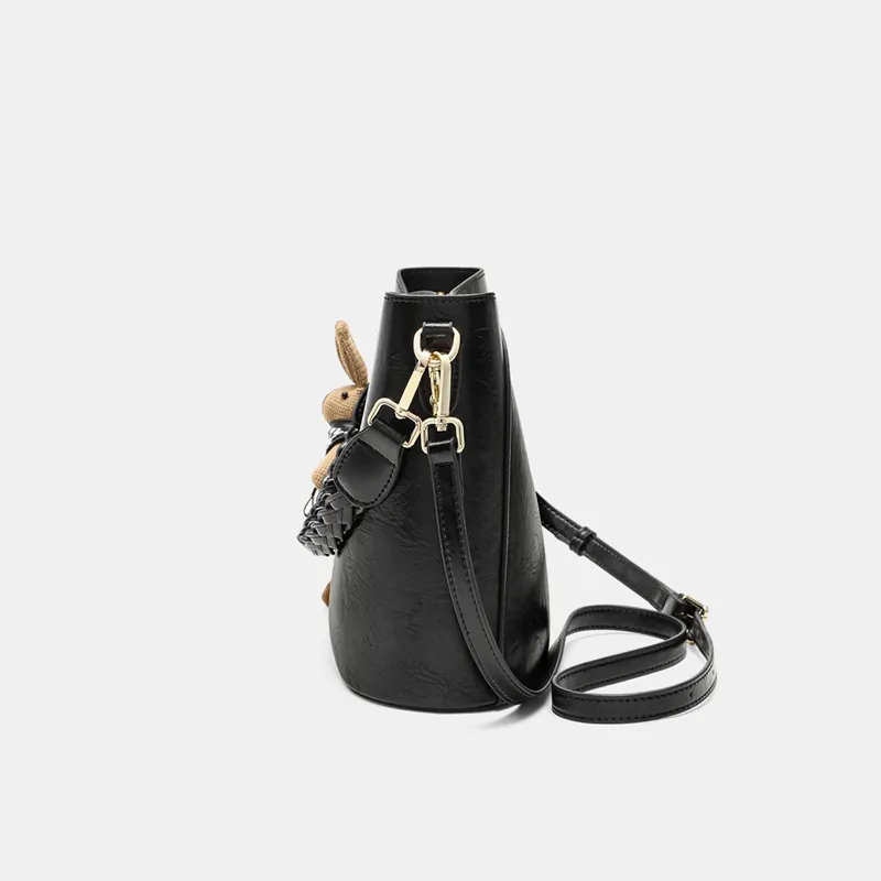 VINEY Cow Leather Shoulder Bag Crossbody Bag Bucket Bag Handbag Regular Women's Coffee/Black-9