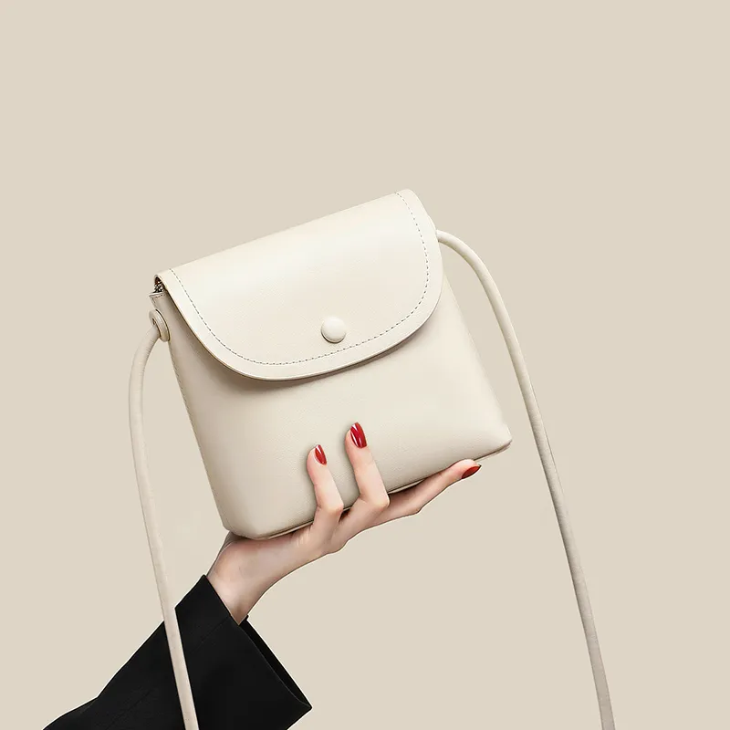 VINEY Synthetic Leather Shoulder Bag Crossbody Bag Cell Phone Pouch Regular Women's Milkshake White-4
