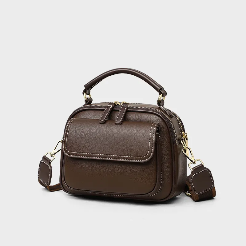 VINEY Synthetic Leather Shoulder Bag, Crossbody Bag Regular Women's Brown-5
